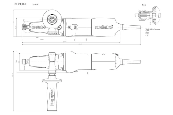 Профессиональная прямая шлифовальная машина Metabo GE 950 G Plus : 950 Вт, об.х. 8700 об/мин, цанга 6мм, вес 1.7 кг Киев
