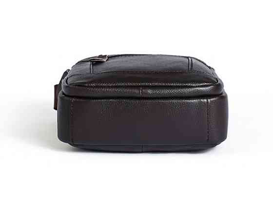 Чоловіча шкіряна барсетка через плече Tiding Bag чорна Київ