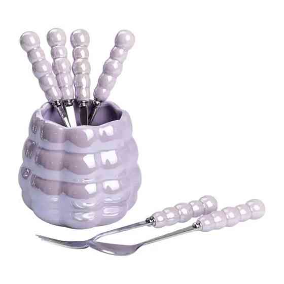 Набір десертних вилок і ложок на 3 особи, 7 предметів, фіолетовий Київ