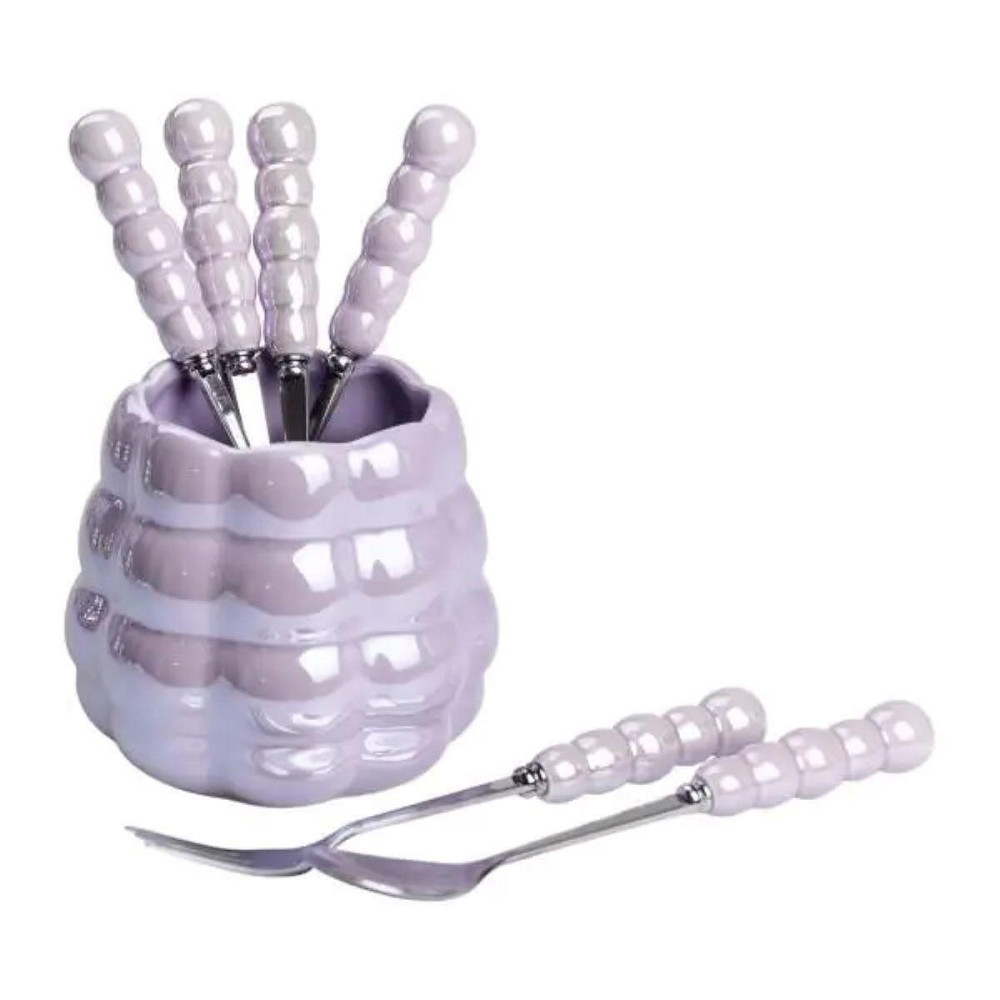 Набір десертних вилок і ложок на 3 особи, 7 предметів, фіолетовий Київ - фото 1