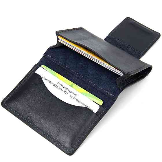 Шкіряна візитниця унісекс GRANDE PELLE 11338 Темно-синій Київ