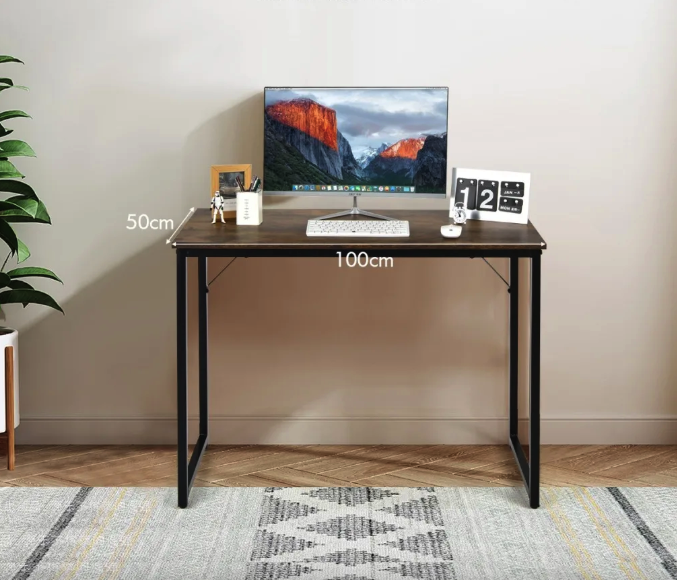 Письмовий стіл Costway Homart із сталевим каркасом коричневий Київ - фото 6