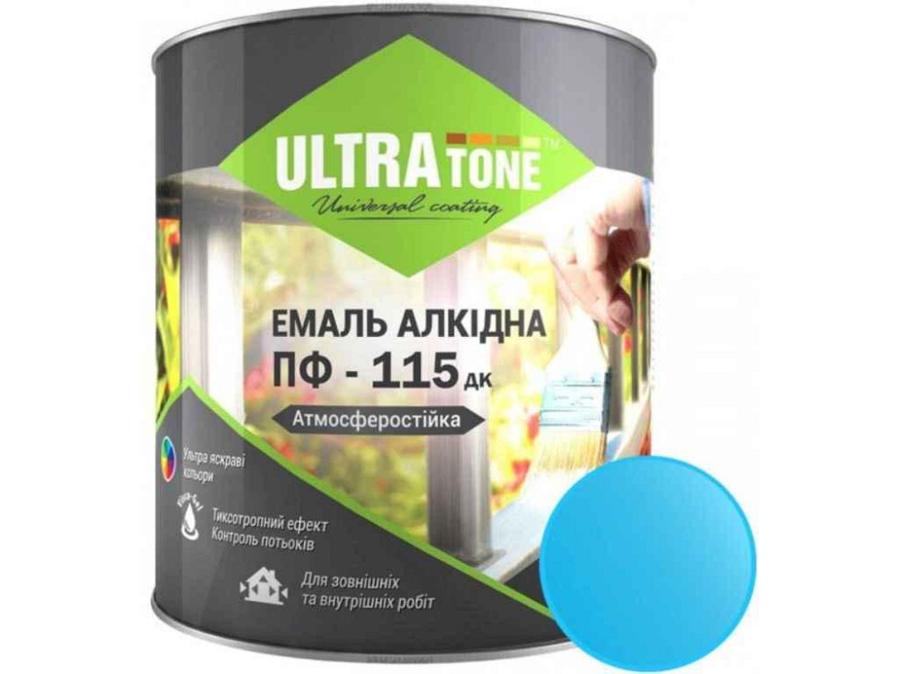 Эмаль алкидная ПФ-115 голубой 0,9кг ТМ ULTRA TONE Киев - изображение 1