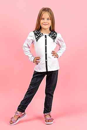 Блуза для девочек, белая топ Крохатушка одяг 152 Киев