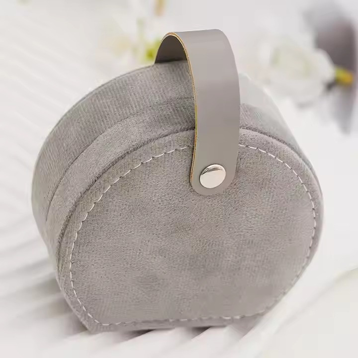 Органайзер-шкатулка для украшений футляр для хранения драгоценностей и аксессуаров органайзер 10х9х5 см бархат, серый Каменец-Подольский - изображение 3