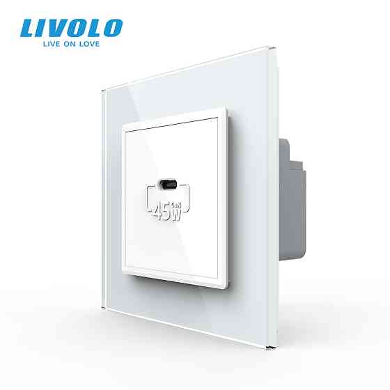 Розетка USB Type-C з Power Delivery 45W Livolo чорний (VL-C7-FCUC-2BP) Коломыя