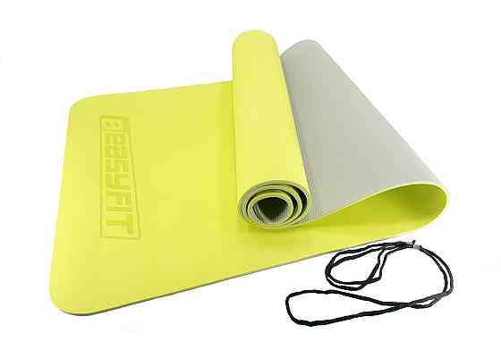 EasyFit Килимок для йоги та фітнесу EasyFit TPE+TC 6 мм двошаровий лимонний-сірий Коломыя