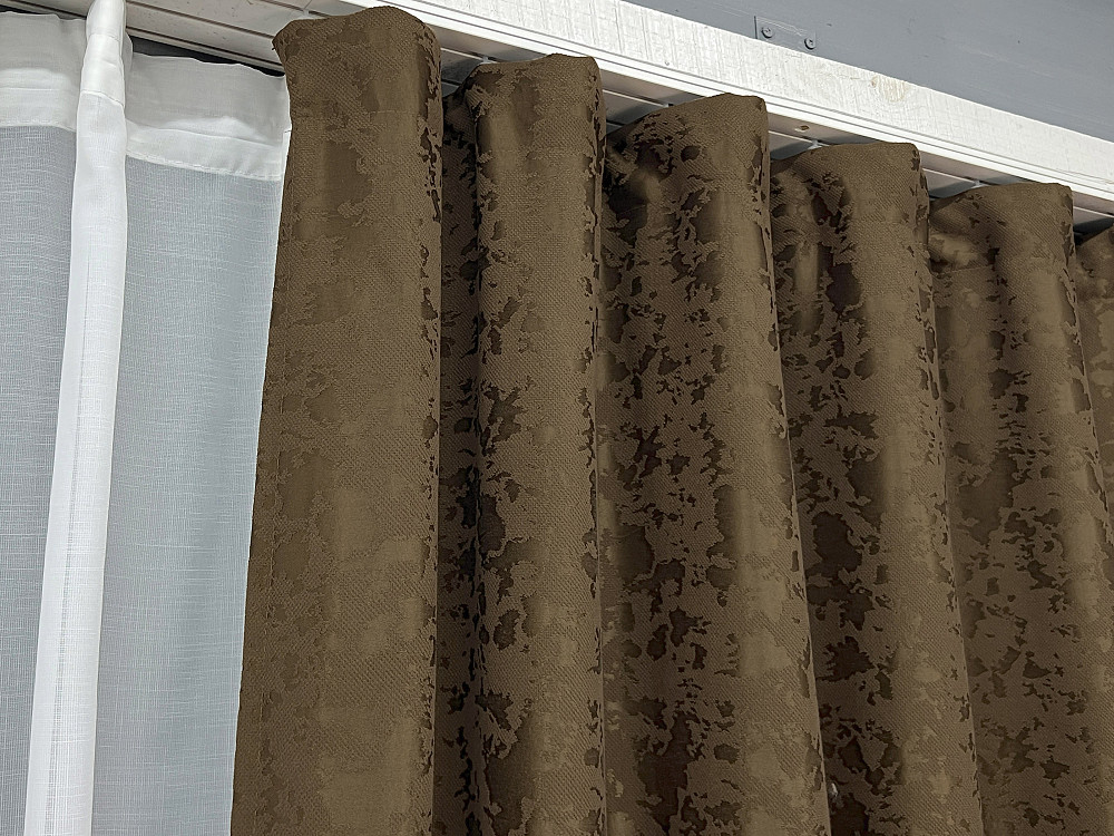 Комплект штор VR-Textil Лен Мрамор 150х270 2шт и Тюль 400х270 1261ш-1579т Коричневый с молочным 71-161/3 Киев - изображение 8