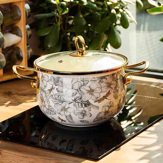 Емальована каструля об'ємом 3,5 л для газових, електричних та індукційних плит HP-2-106 Коломия