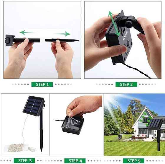 Сонячна гірлянда Wishlink, 2шт по 100 LED, 33 фути, тепле біле світло, IP65, для вулиці, саду, терас Київ