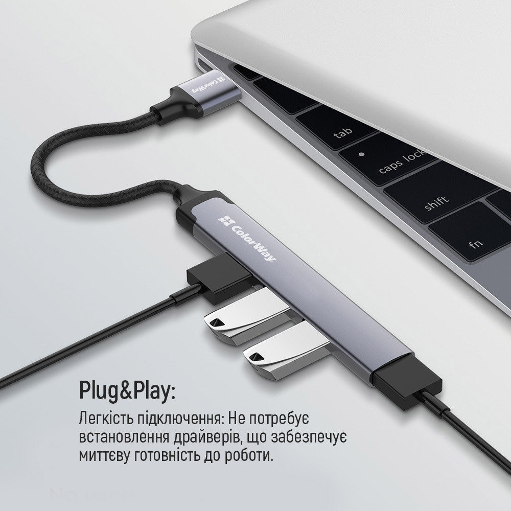 Хаб USB 3.0 -> 2xUSB 2.0+1xUSB 3.0+1xUSB-C Grey ColorWay Вінниця - фото 7