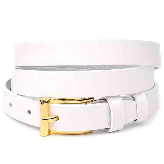 Стильный тонкий кожаный ремень для женщин GRANDE PELLE 22948 Белый Киев