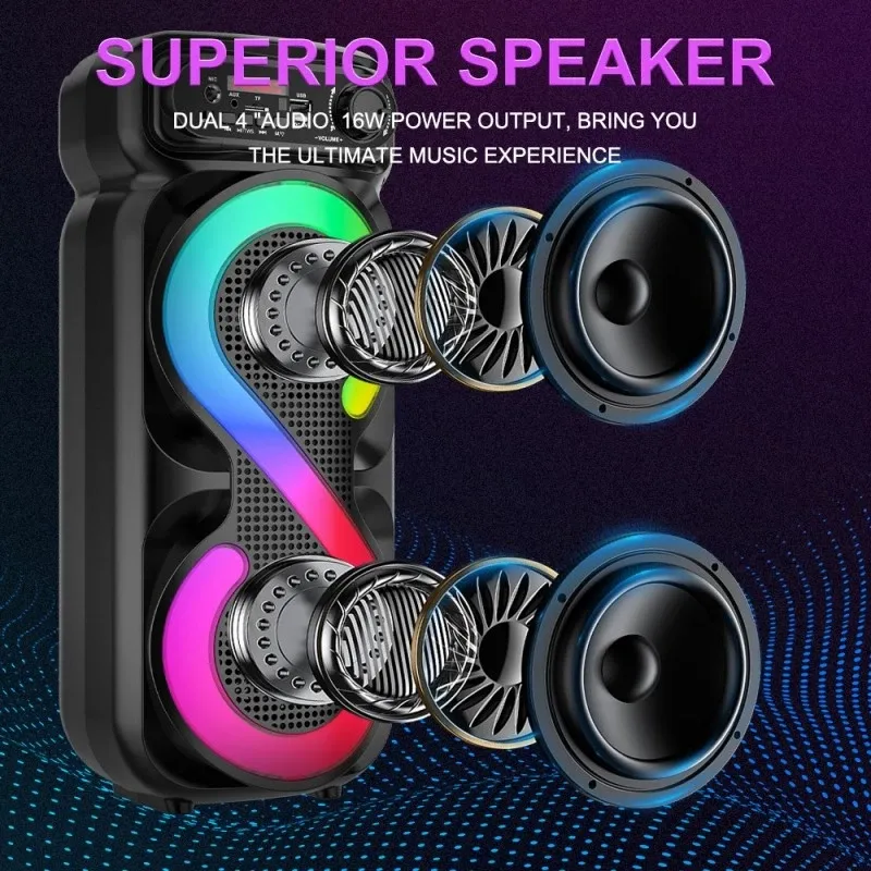 Портативна музична колонка Bluetooth ZQS-4270M, потужний звук, підтримка USB/TF, FM, AUX, LED підсвітка Одеса - фото 4