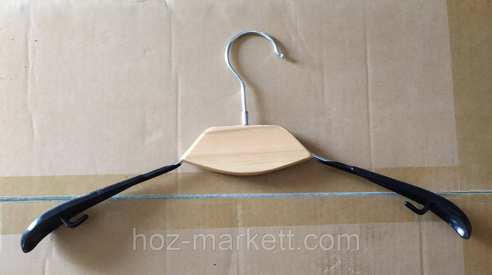 Вішалки плічка, тремпель металевий у чорному силіконі з хромованим гачком широкі з декором дерево. Харків - фото 1