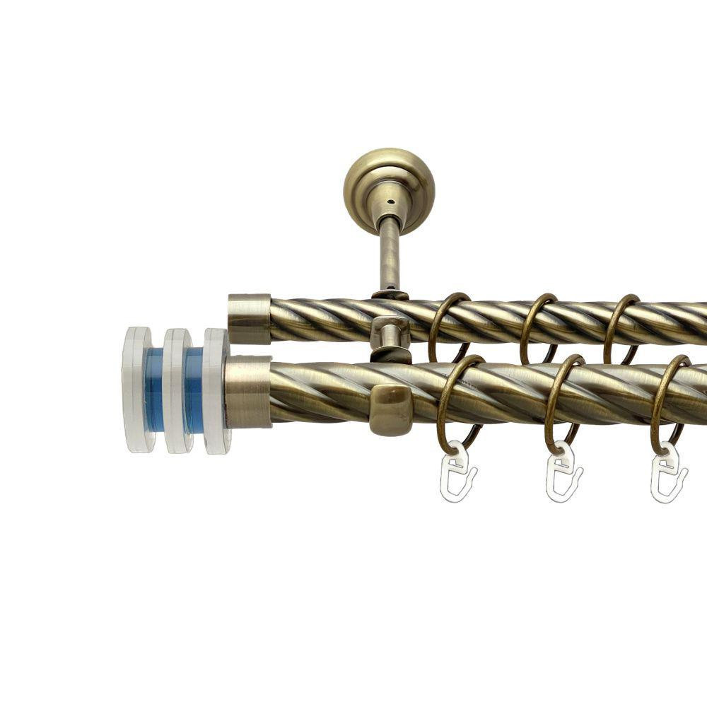 Карниз Orvit Акварія металевий дворядний відкритий скручена труба кільце металеве Антик 25\19 мм 200 см (00-00017842) Львів - фото 1