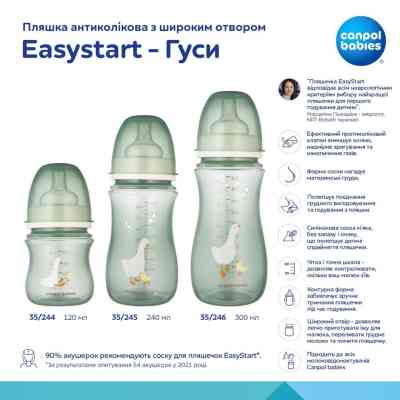 Бутылочка для кормления Canpol babies Easystart - Гуси антиколиковая с широким отверстием 300 мл (35/246) Винница