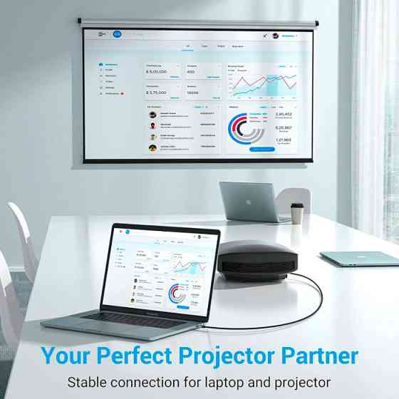 Кабель Vention USB-C на HDMI 1.5м черный текстильный Киев