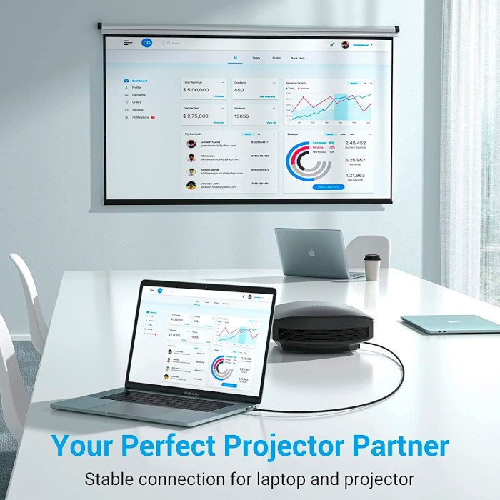 Кабель Vention USB-C на HDMI 1.5м черный текстильный Киев - изображение 1