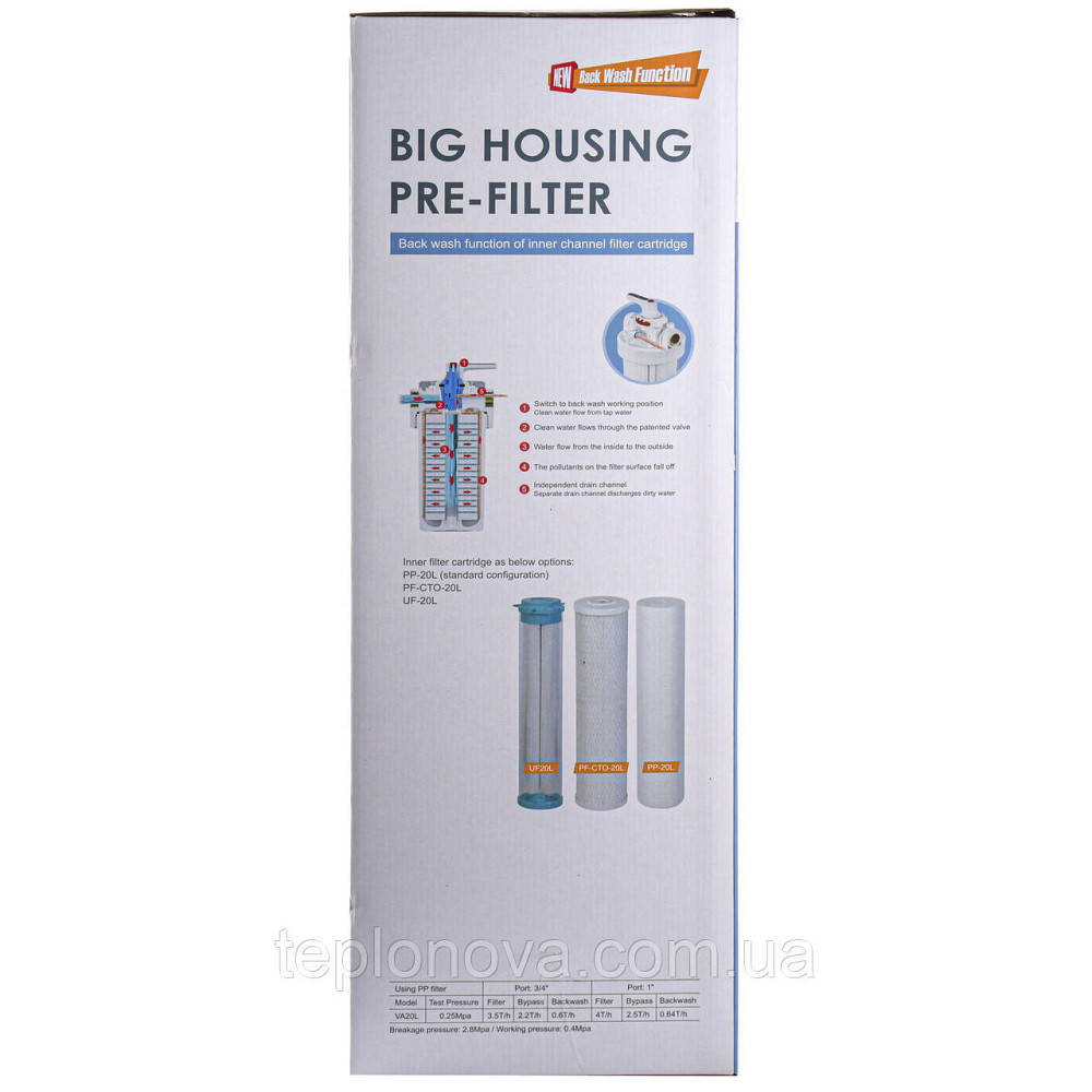 Фильтр-колба + ПП картридж  Big Blue 20″, 1″ NEW (функция обратной промывки) Черновцы - изображение 2
