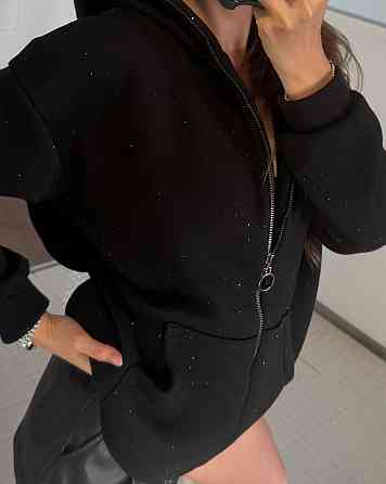 Жіноча стильна повсякденна зіп-худі зі стразами тринитка на флісі Одеса