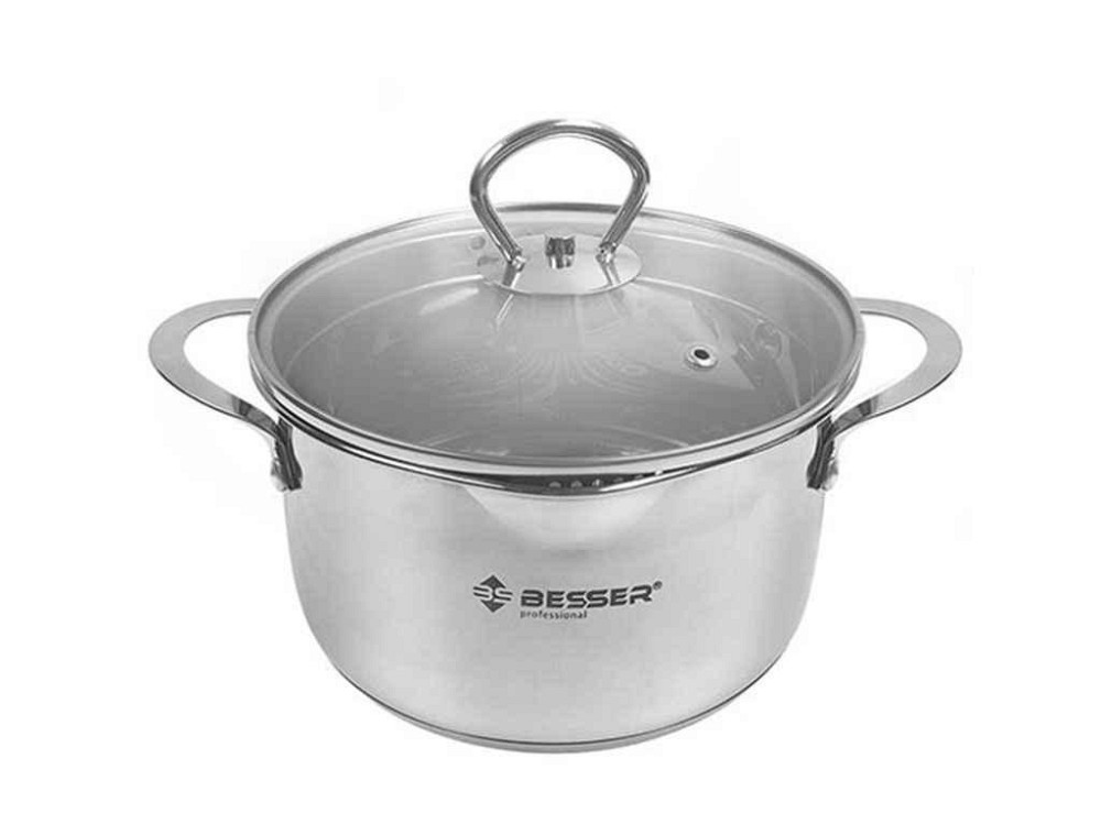 Каструля з кришкою з отворами для зливу Largo 2.6л 19х11см 10270 ТМ BESSER   Solmir Київ - фото 1