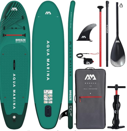Надувная доска для серфинга Aqua Marina BREEZE длиной 9 футов 10 дюймов (iSUP), длина 300 см, зелена Дніпро