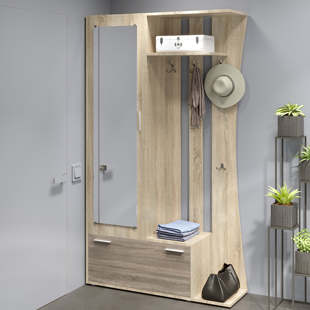 Передпокій із дзеркалом Еверест Авео-2 сонома + трюфель (DTM-2190) Львів - фото 1