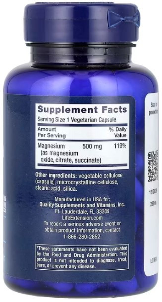 Магній для нервової системи Life Extension Magnesium 500 мг 100 капсул Київ - фото 2