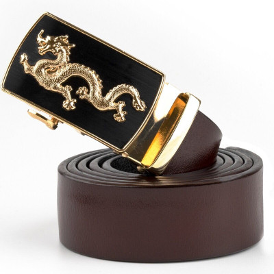 Ремень Vintage Мужской золотой дракон Коричневый (20259) Винница - изображение 5