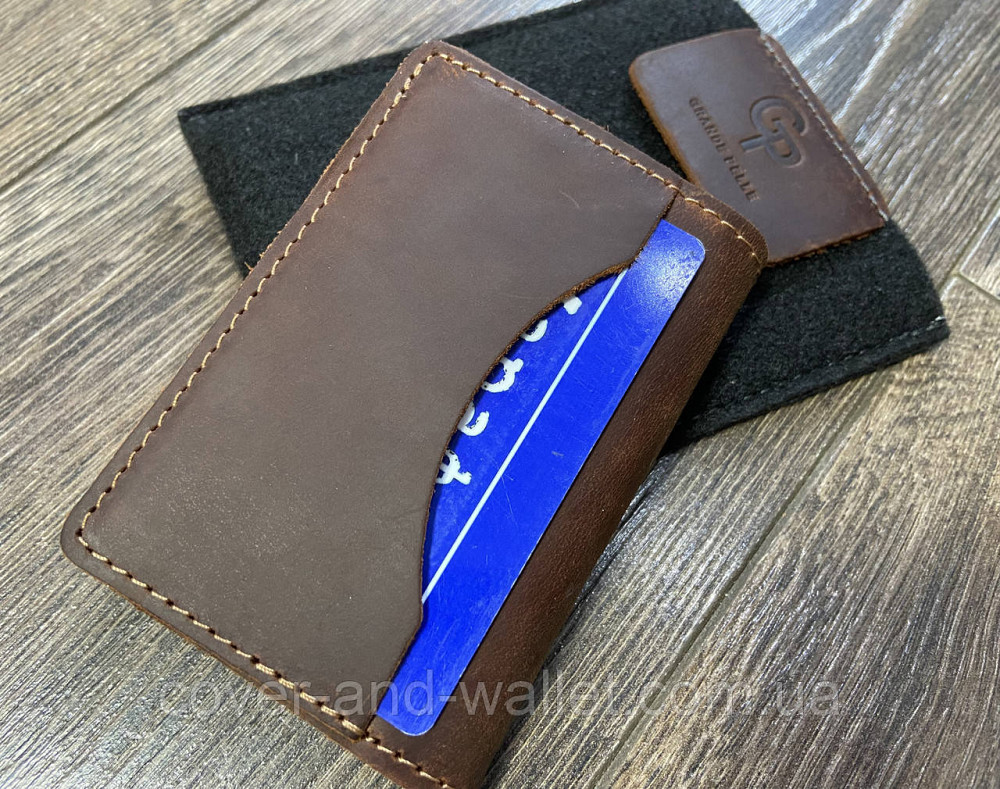 Якісна шкіряна обкладинка картхолдер для автодокументів та ID паспорта на 4 відділення Grande Pelle Київ - фото 8