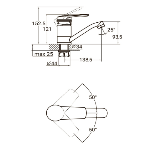 Змішувач MD d40мм для кухні гусак прямий 150мм на гайці Aquatica Житомир - изображение 5