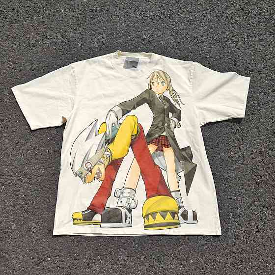 Футболка чоловіча з принтом аніме Аніме Соул Еатер Мака оверсайз (S/M/L) Черний Дніпро