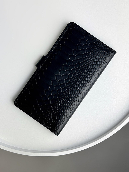 Портмоне чоловіче із натуральної шкіри тиснення пітон SR016 (Чорний) Суми - фото 3