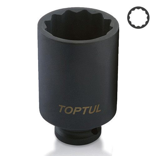 Ударна головка довга 1/2" 32 мм 12-гранна TOPTUL KABJ1632 Чернігів - фото 1