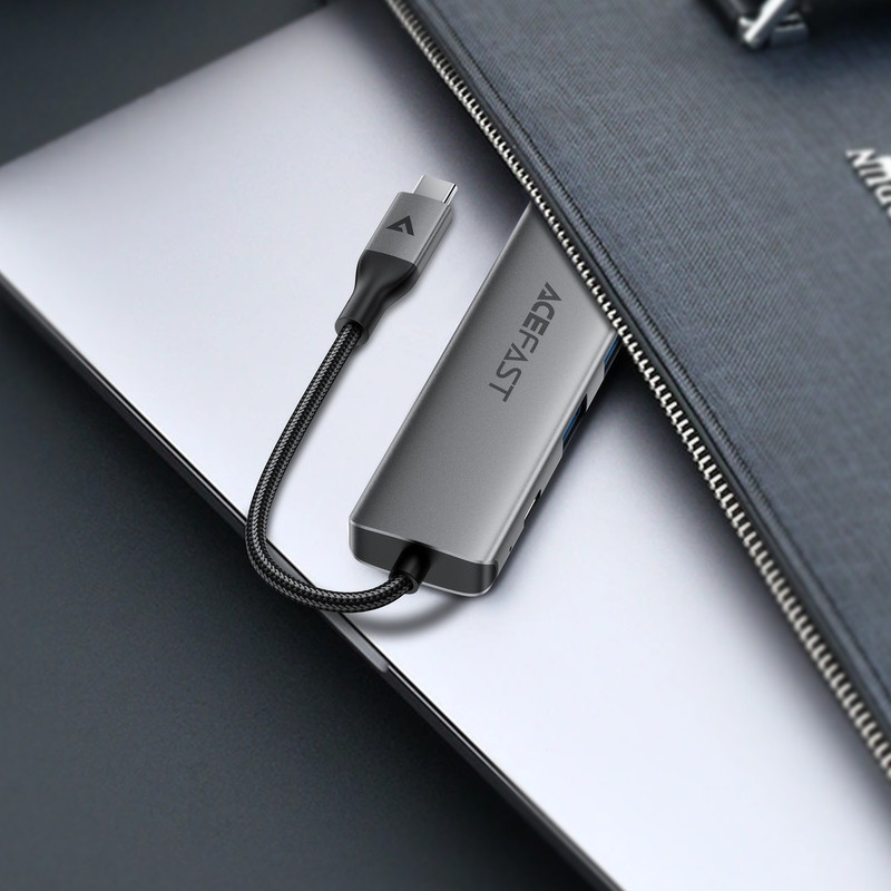 USB-хаб ACEFAST J18 USB-C 6-in-1 HUB docking station Metal Gray Одеса - фото 7