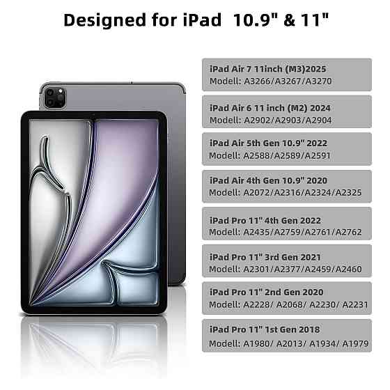 Чохол-клавіатура Bettdow для iPad Air/Pro 11" 2024/2025 чорний 360° обертання знімна QWERTY клавіатура Київ
