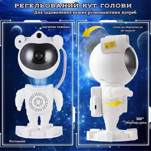 Ночник проектор звездного неба Астронавт с Bluetooth колонкой Sky Star Astronaut Bambi ZZ-202 Коломия - фото 4