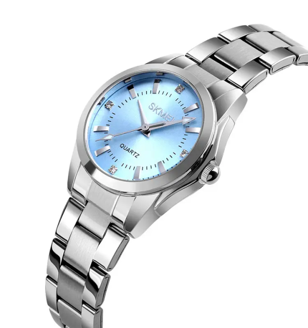 Жіночий наручний годинник Skmei 1620 Сріблястий з блакитним Київ - фото 2