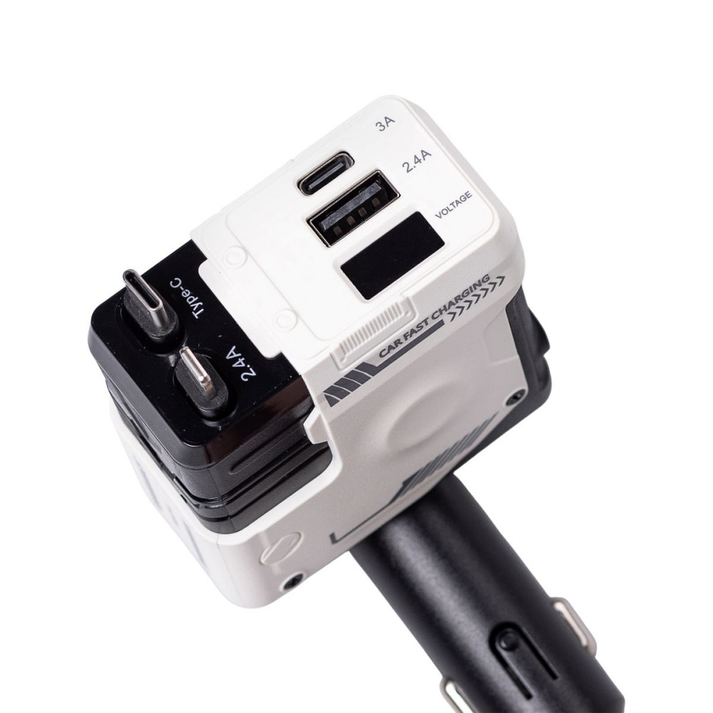 Автомобільний зарядний пристрій MECHA з висувними кабелями та портами USB/Type-C Білий HP-A1W Коломия - фото 1