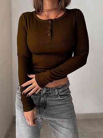 Женский базовый гольф с пуговицами рубчик мустанг Шоколад Одесса