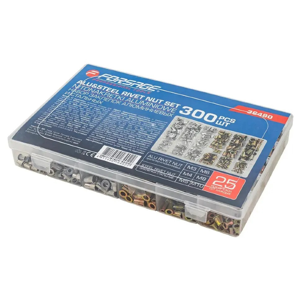Заклёпки резьбовые алюминиевые и стальные 300шт. FORSAGE F-36480 Одесса - изображение 4
