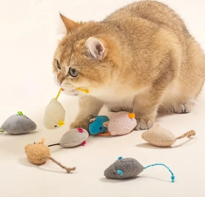 Набір мишенят м'яка іграшка для котика 7 шт різні кольори Київ - фото 1