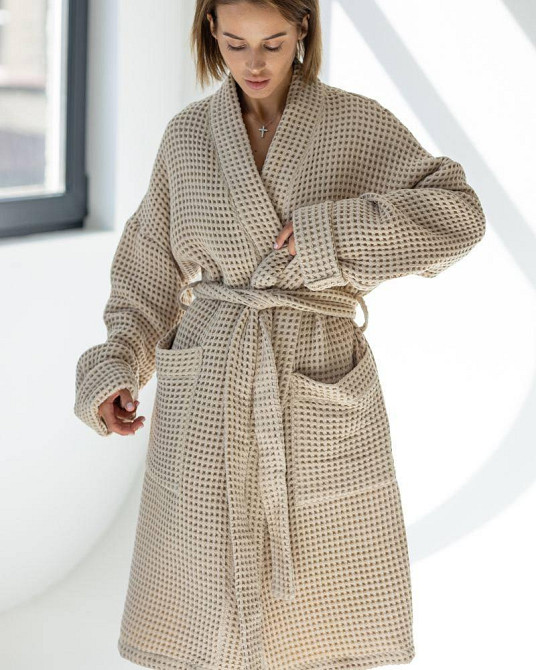 Жіночий халат з вафельної натуральної тканини Харків - фото 2