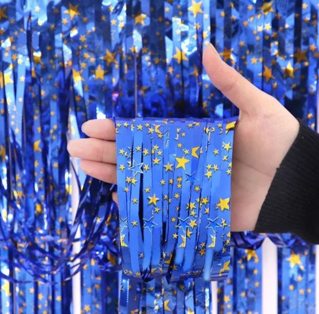 Шторка для фотозоны с принтом звезд 2 м на 1 м синий Киев - изображение 1