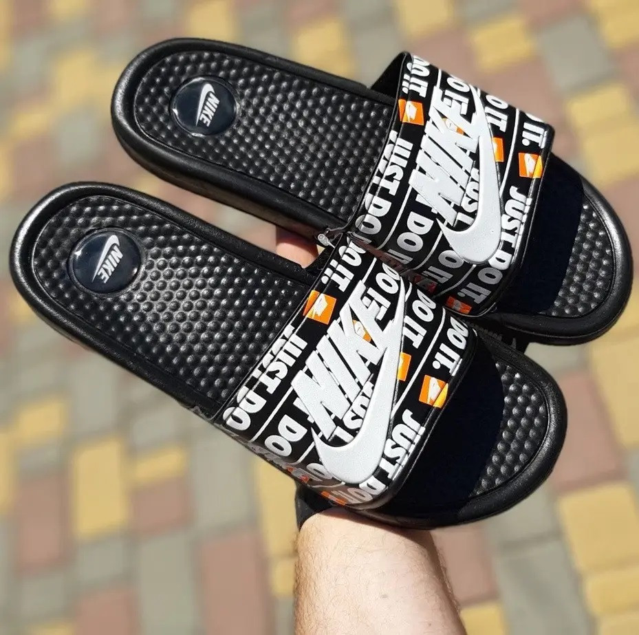 Чорні чоловічі Шльопанці Nike Сланці Білі капці Найк (розміри: 40,41,42,43,44) Дніпро - фото 7