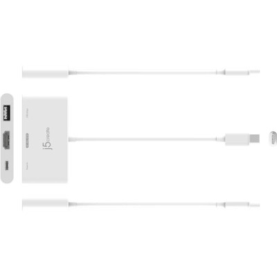 Концентратор J5create USB-C 3-in-1 HDMI + USB + USB-C PD white (JCA399-N) Винница - изображение 4