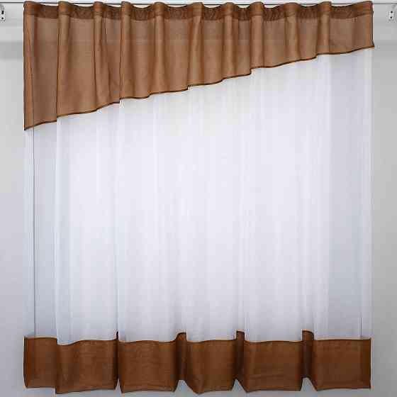 Кухонная занавеска VR-Textil № 047к коричневый с белым 270х170 см (50-353) Киев