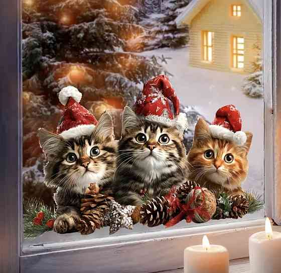 Новорічна наліпка на скло двостороння 