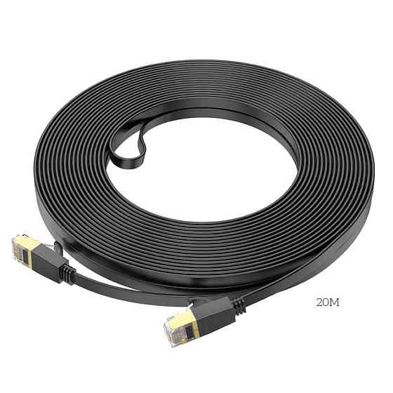 Мережевий кабель HOCO US07 General pure copper flat network cable(L=20M) Black Київ