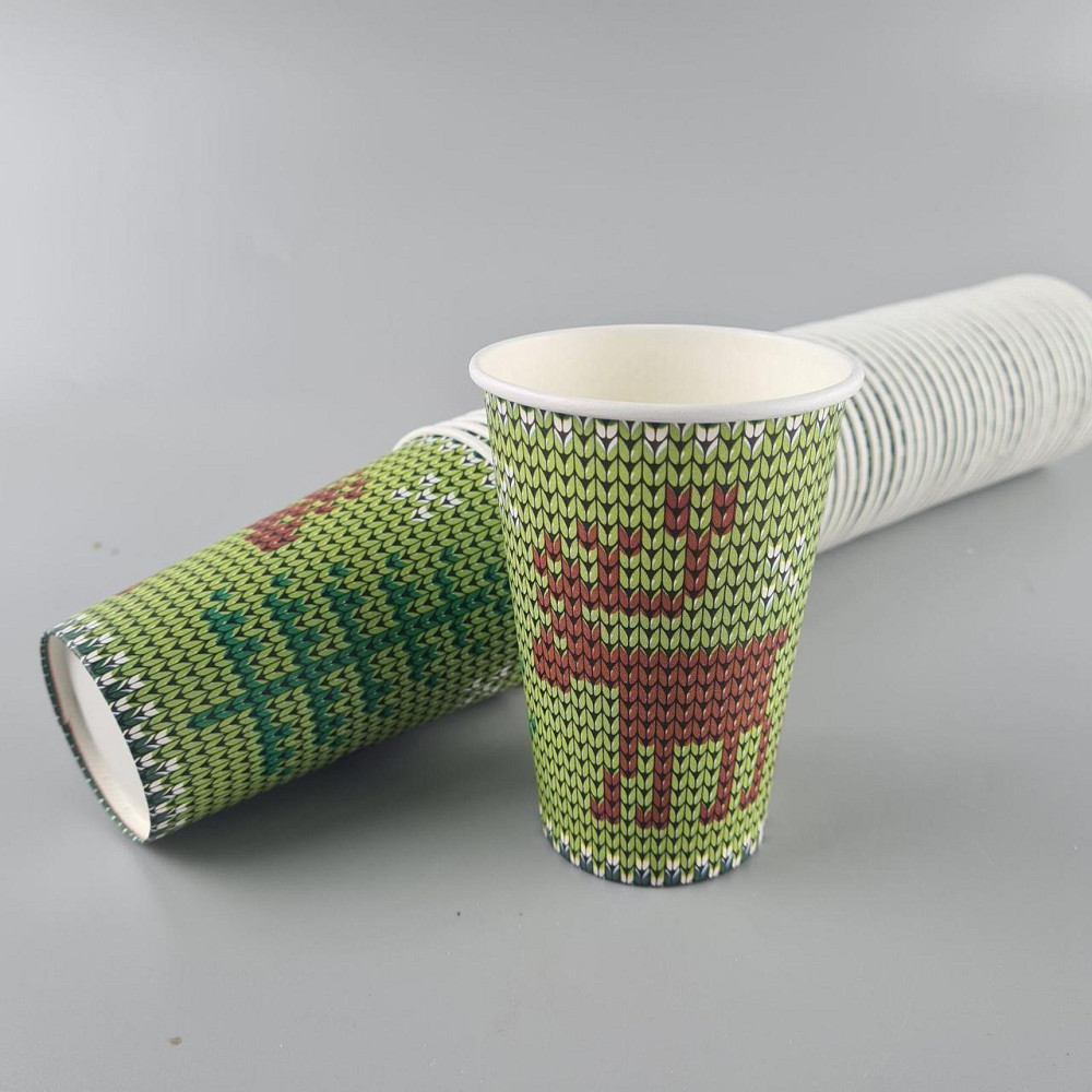 Стаканы бумажные одноразовые 340 мл НГ "ОЛЕНЬ НА ЗЕЛЕНОМ"   (50 шт) Харьков - изображение 1